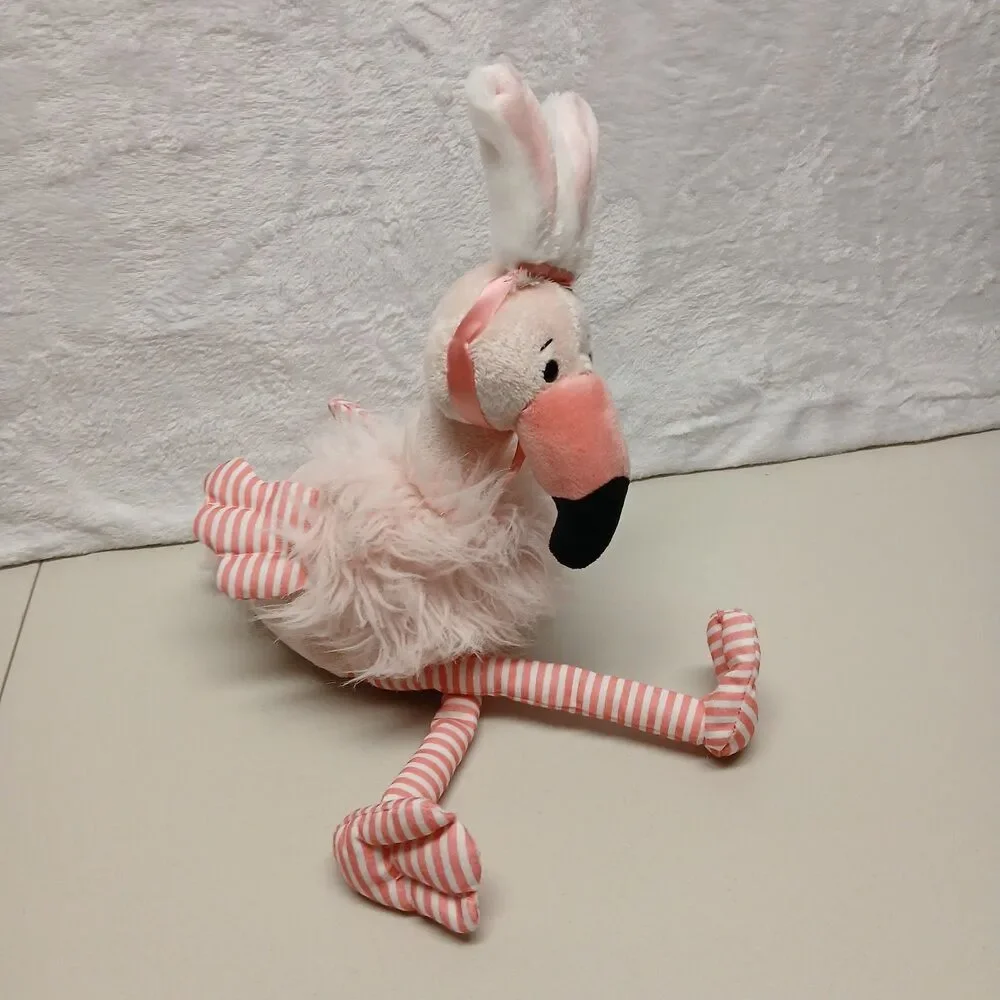 Ganz Rabingo Flamingo Easter Stuffed Plush Animal Bunny Ears & Striped Legs 18